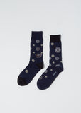 Unisex Komon Pattern Socks — Navy