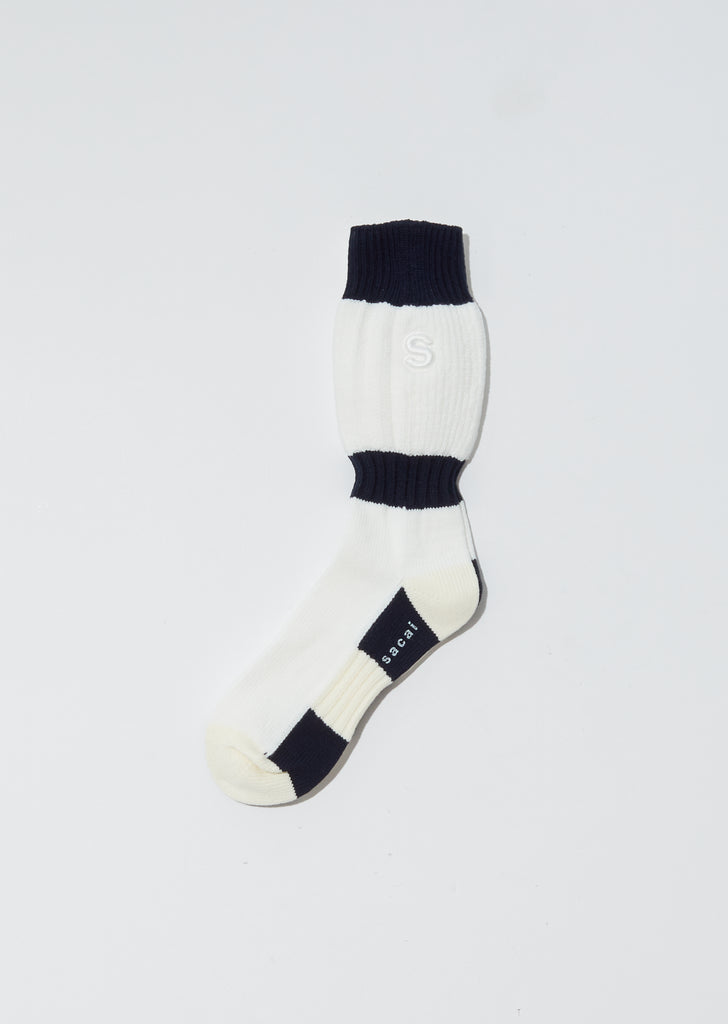 Unisex Line Socks — Ecru x Navy