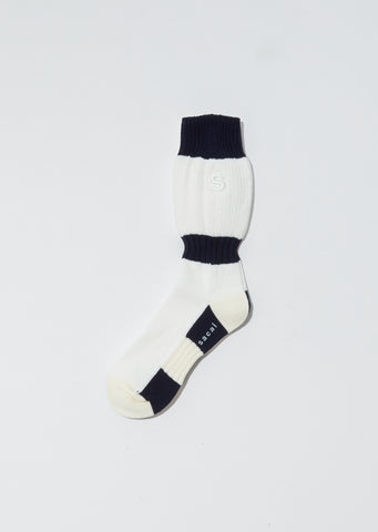 Unisex Line Socks — Ecru x Navy