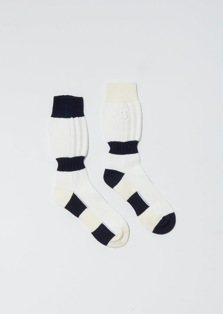 Unisex Line Socks — Ecru x Navy