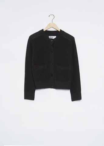 Cropped Military Cardigan — Black