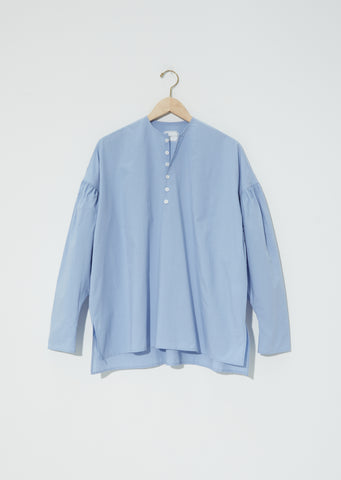 Basil Typewriter Cotton Shirt — Light Blue