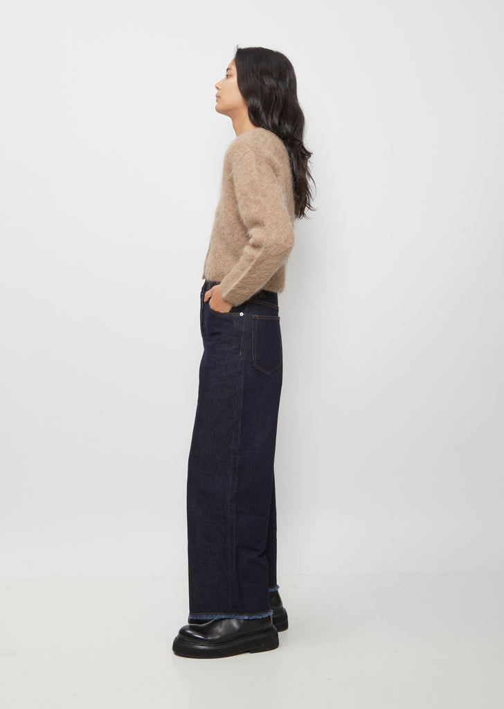 Cropped V-Neck Cardigan — Brown