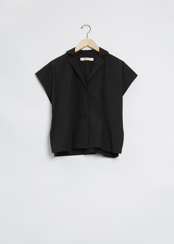 Short Sleeve Cotton Shirt — Black