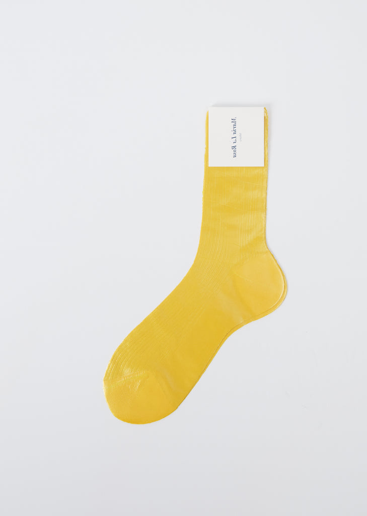 One Ribbed Iridescent Socks — Yellow