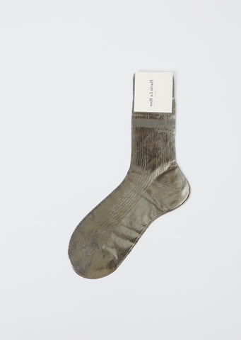 One Ribbed Laminated Socks — Grey