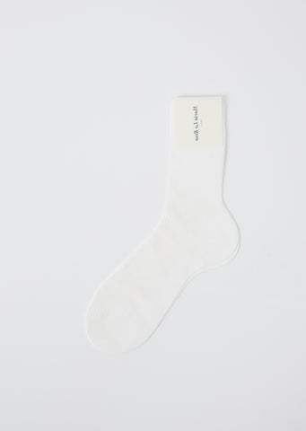 One Ribbed Laminated Socks — White