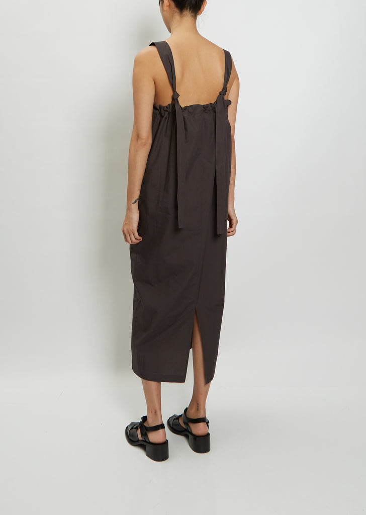 Cotton Knot Strap Dress — Charcoal