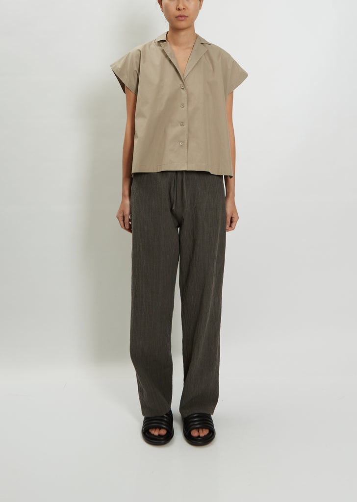 Short Sleeve Cotton Shirt — Brown