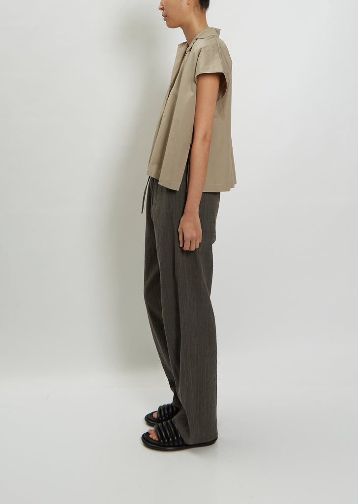Short Sleeve Cotton Shirt — Brown