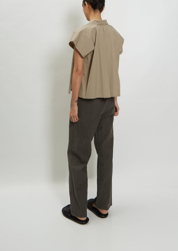 Short Sleeve Cotton Shirt — Brown