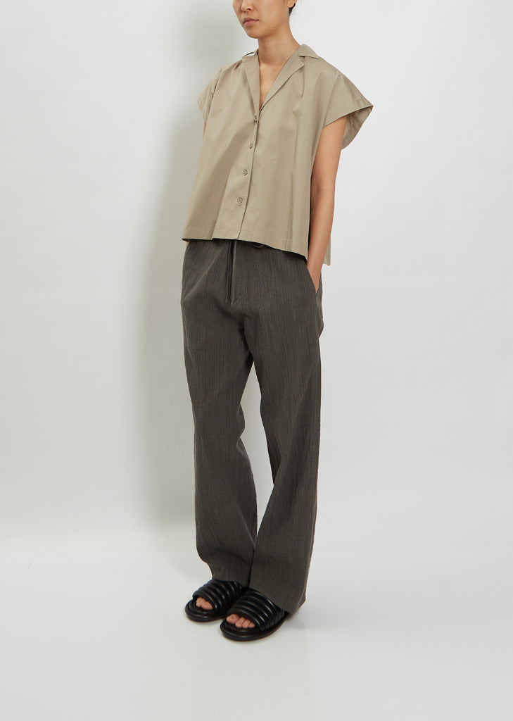 Short Sleeve Cotton Shirt — Brown