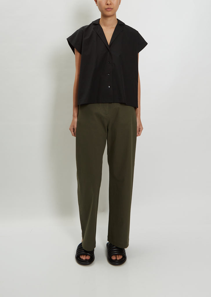 Short Sleeve Cotton Shirt — Black