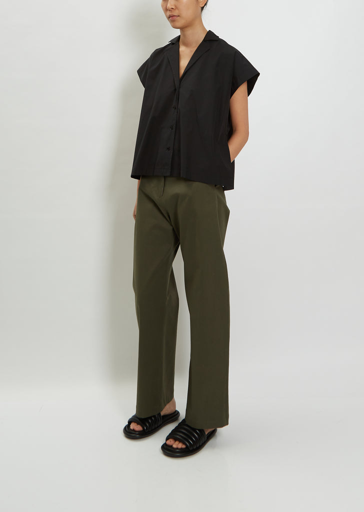 Short Sleeve Cotton Shirt — Black
