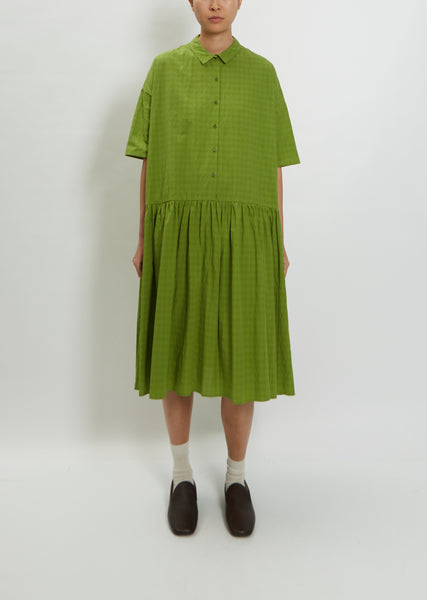 Cotton Check Shirt Dress — Grass – La Garçonne