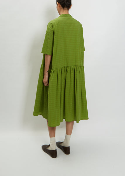 Cotton Check Shirt Dress — Grass – La Garçonne