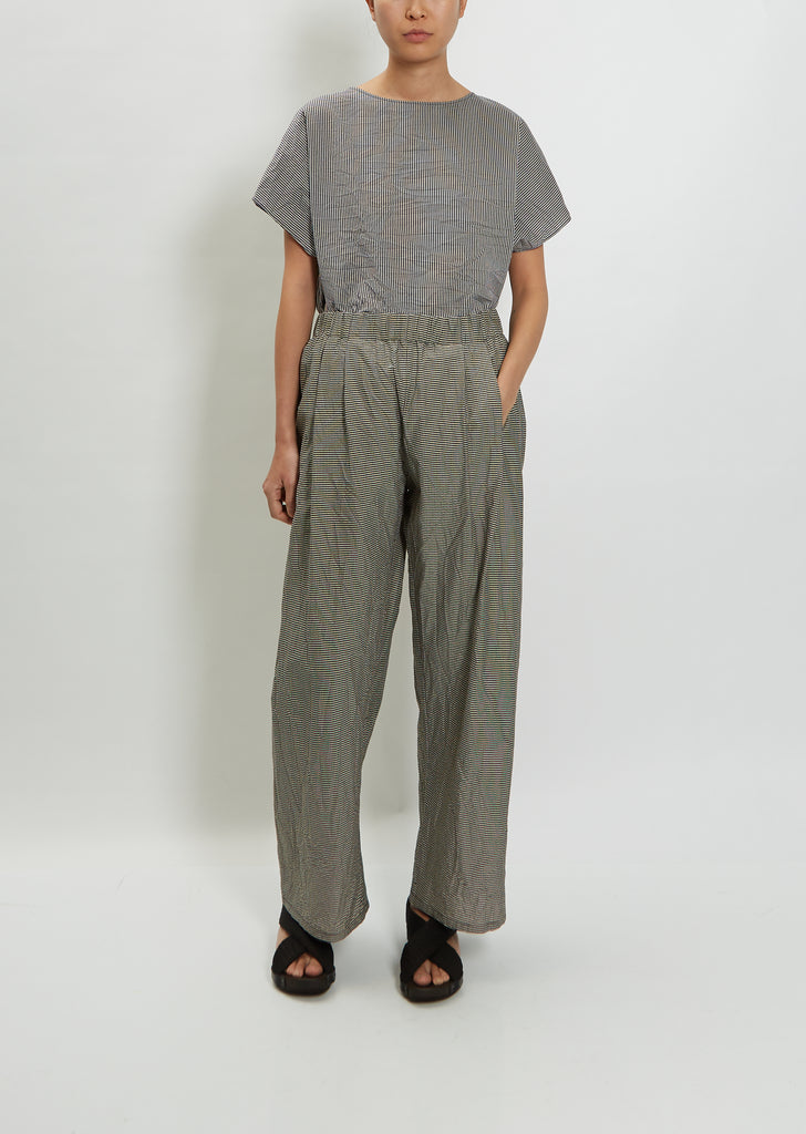 Cotton Silk Crinkle Check Trouser