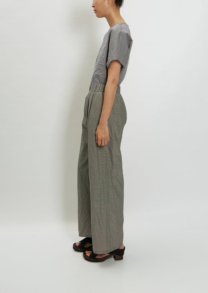 Cotton Silk Crinkle Check Trouser