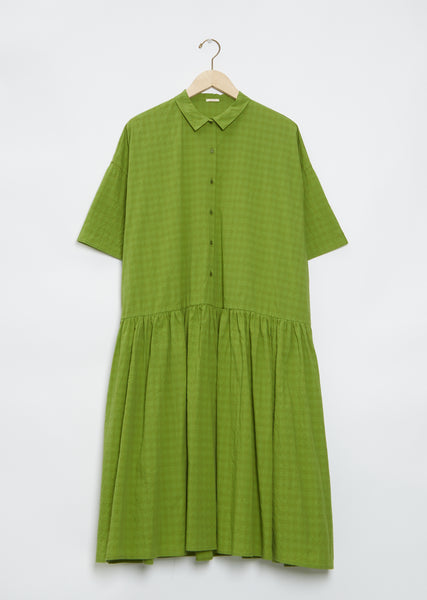 Cotton Check Shirt Dress — Grass – La Garçonne