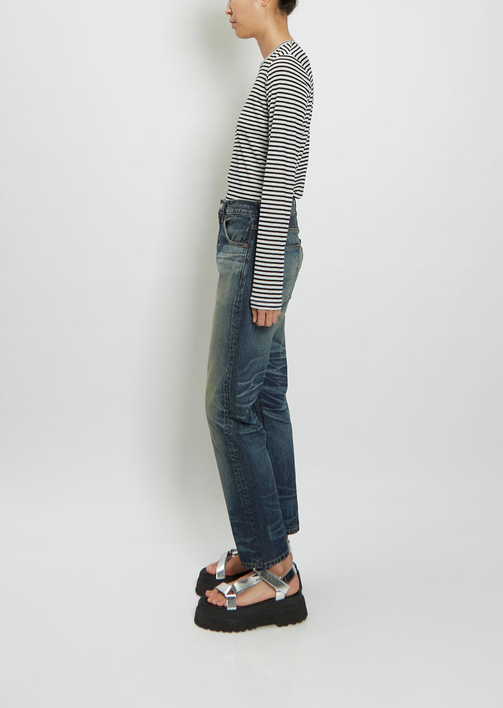 Washed Straight-Leg Levis Jeans