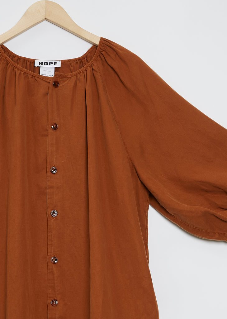 Balloon Dress — Burnt Brown