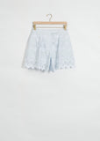 Shorts With Embroidered Trim — Baby Blue