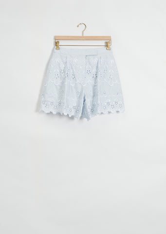 Shorts With Embroidered Trim — Baby Blue