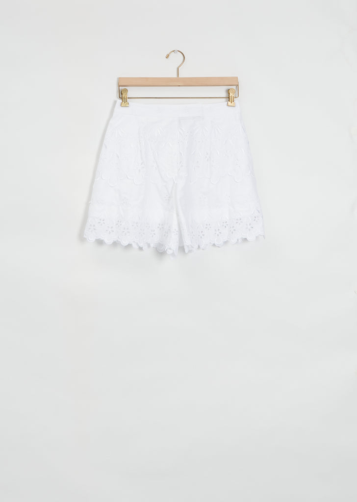 Shorts With Embroidered Trim — White