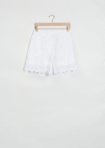 Shorts With Embroidered Trim — White