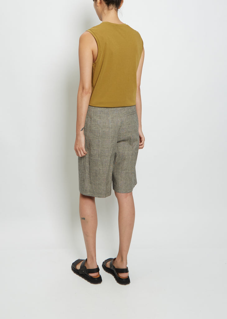 Low Linen & Cotton Pleated Short