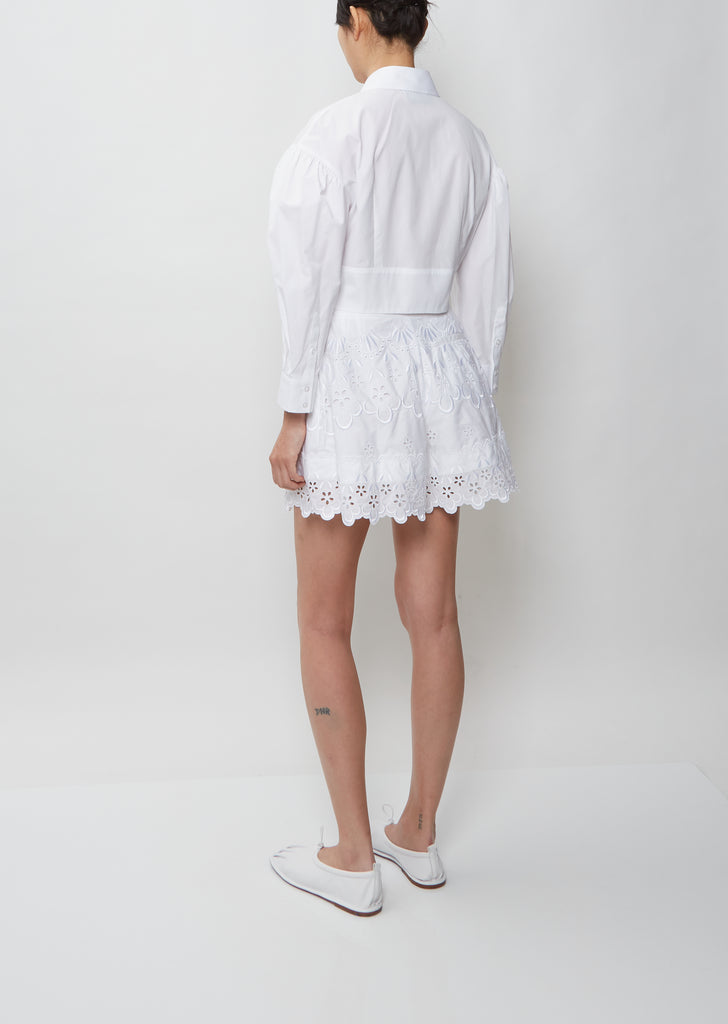 Shorts With Embroidered Trim — White