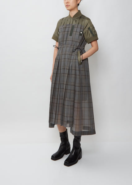 sacai チェック ワンピース Glencheck Mix Dress - レディースファッション