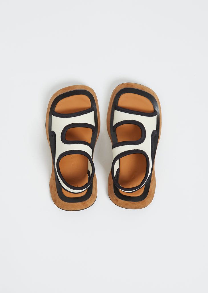 Stretch Rec Sandal — White and Black