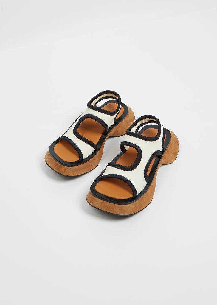 Stretch Rec Sandal — White and Black