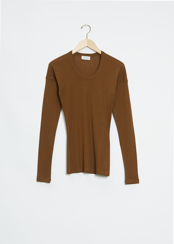 Long Sleeve Cotton Rib T-Shirt — Havana