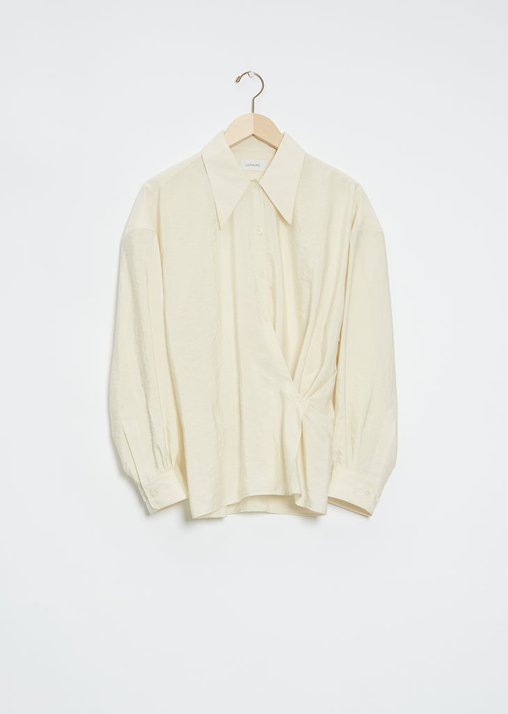 Twisted Silk Shirt — Light Cream
