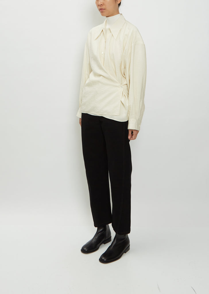 Twisted Silk Shirt — Light Cream