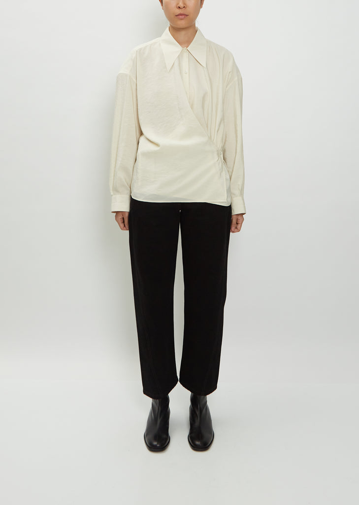 Twisted Silk Shirt — Light Cream