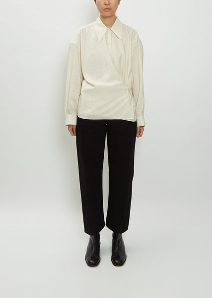 Tシャツ・カットソー LEMAIRE FW25 COTTON AND SILK SHIRT (SH1201 LF1500WH048) Designer Women Shirts | LEMAIRE