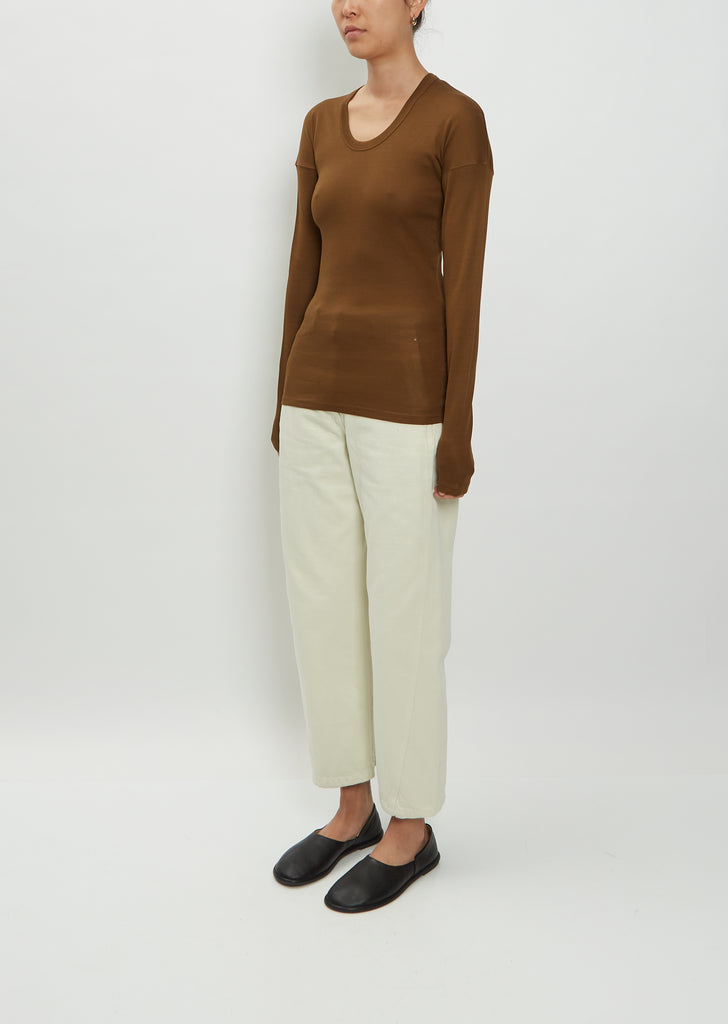 Long Sleeve Cotton Rib T-Shirt — Havana