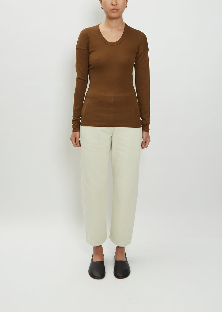 Long Sleeve Cotton Rib T-Shirt — Havana