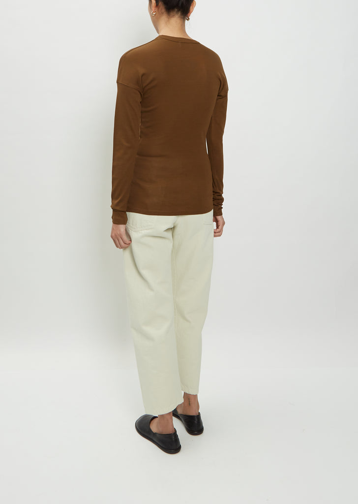 Long Sleeve Cotton Rib T-Shirt — Havana