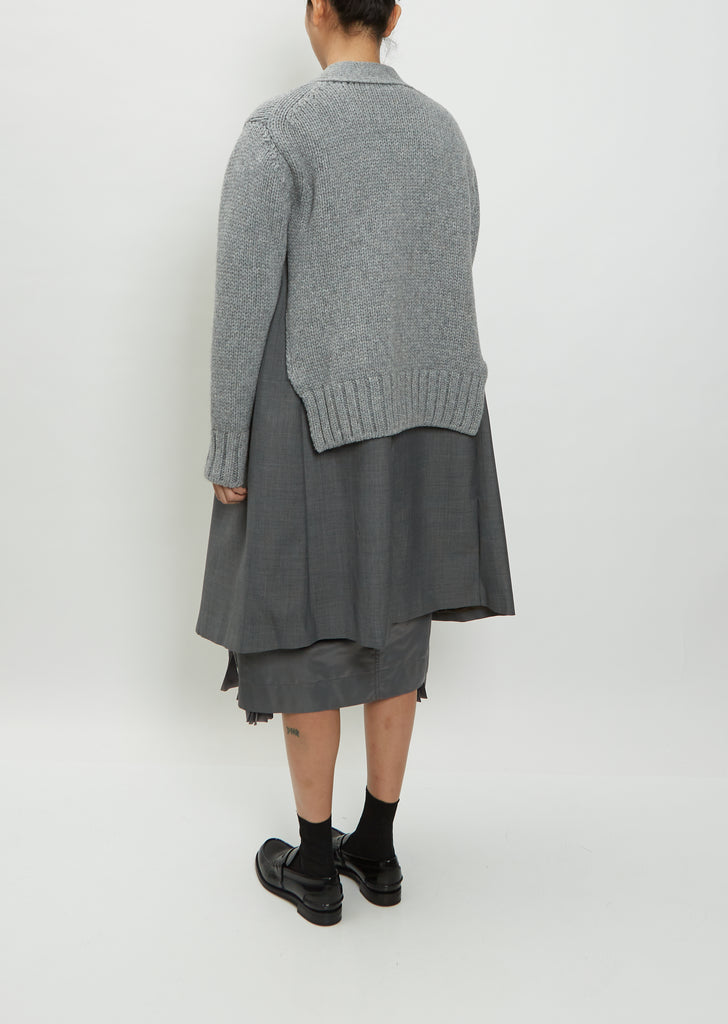 Wool Suiting x Knit Cardigan