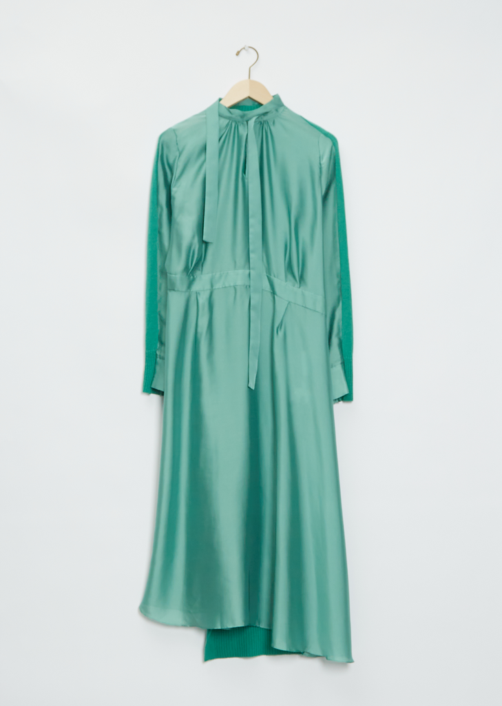 Solid Satin Mix Knit Dress