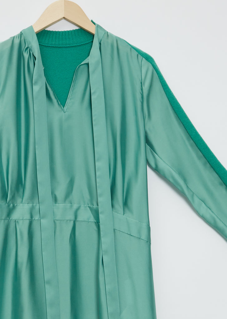 Solid Satin Mix Knit Dress