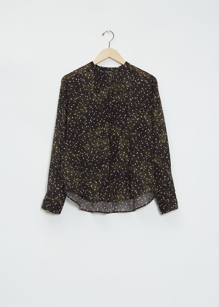 Mandarin Collar Printed Chiffon Blouse