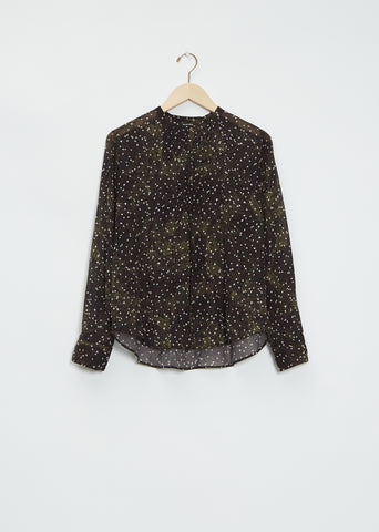 Mandarin Collar Printed Chiffon Blouse