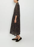 Mandarin Collar Printed Chiffon Dress