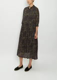 Mandarin Collar Printed Chiffon Dress