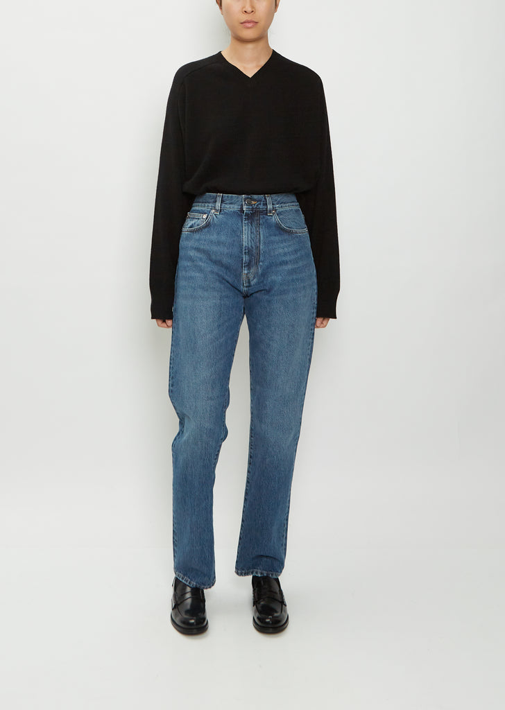 Wular Straight Cotton Denim Pants — Washed Blue